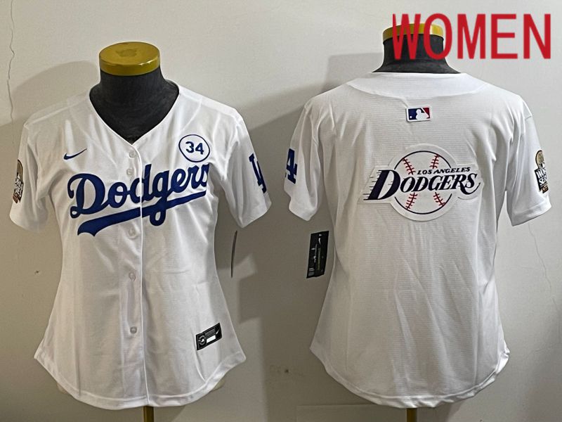 Women Los Angeles Dodgers Blank White Game 2024 Nike MLB Jersey style 11218->women mlb jersey->Women Jersey